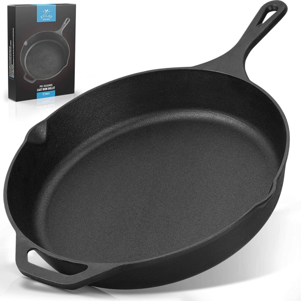 Zulay Kitchen Pre Seasoned Cast Iron Skillet 12 Inch