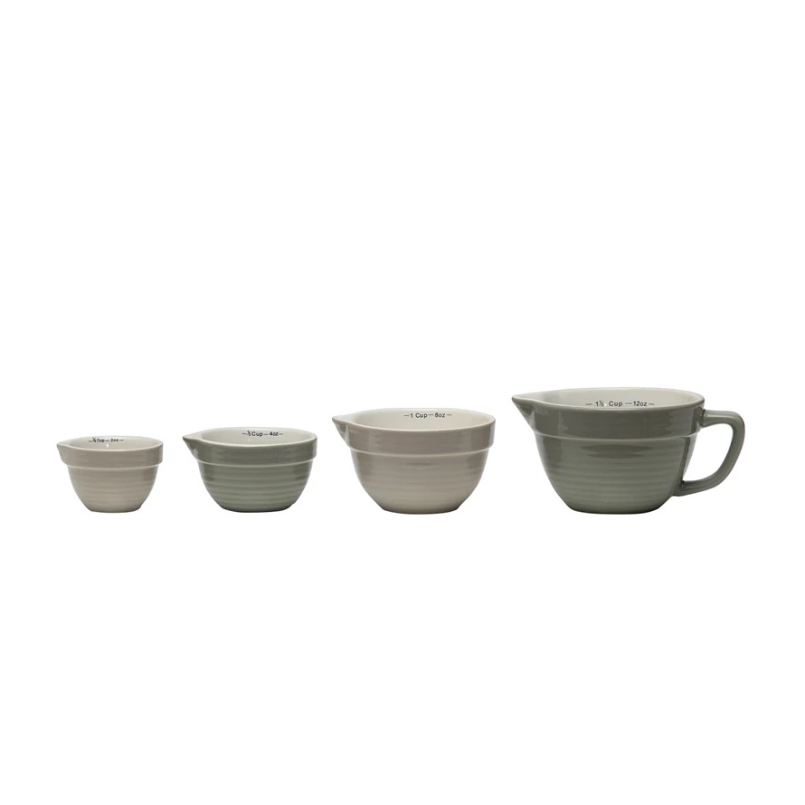 Cc Everyday S/4 Stoneware Batter Bowl Measuring Cups, Grey Colors Da2318