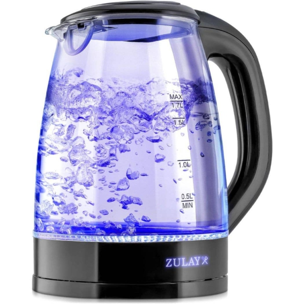 Zulay Kitchen Glass Electric Kettle 1.7l With Blue Led Light