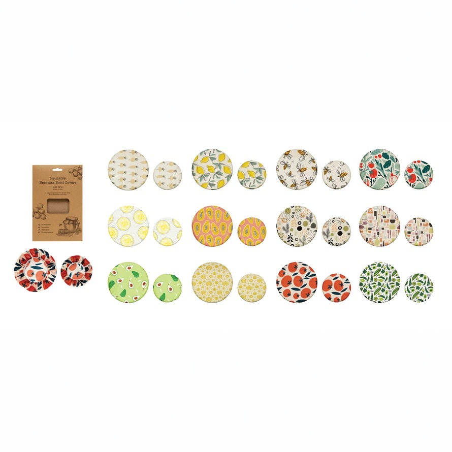 Cc Everyday S/2 10 1/2" Rnd/8"rnd Reusable Fabric Food Covers, 12 Styles Df6011a