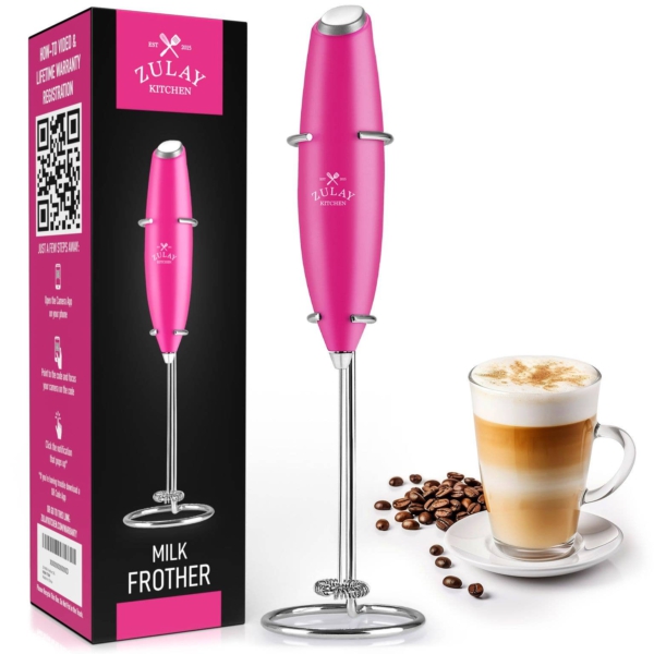 Zulay Kitchen Powerful Handheld Milk Frother With Stand