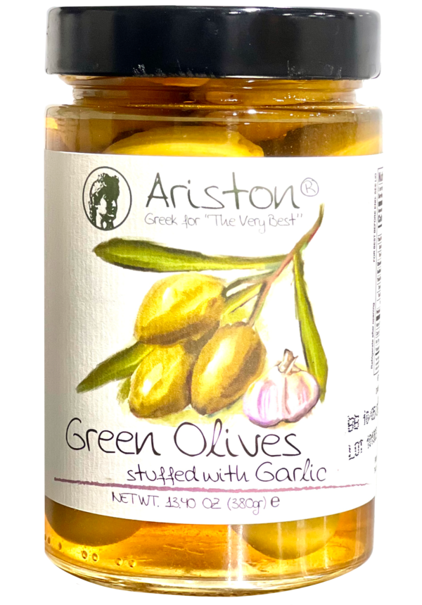 Ariston Specialties Ariston Green Olives Stuffed Garlic 13.40oz