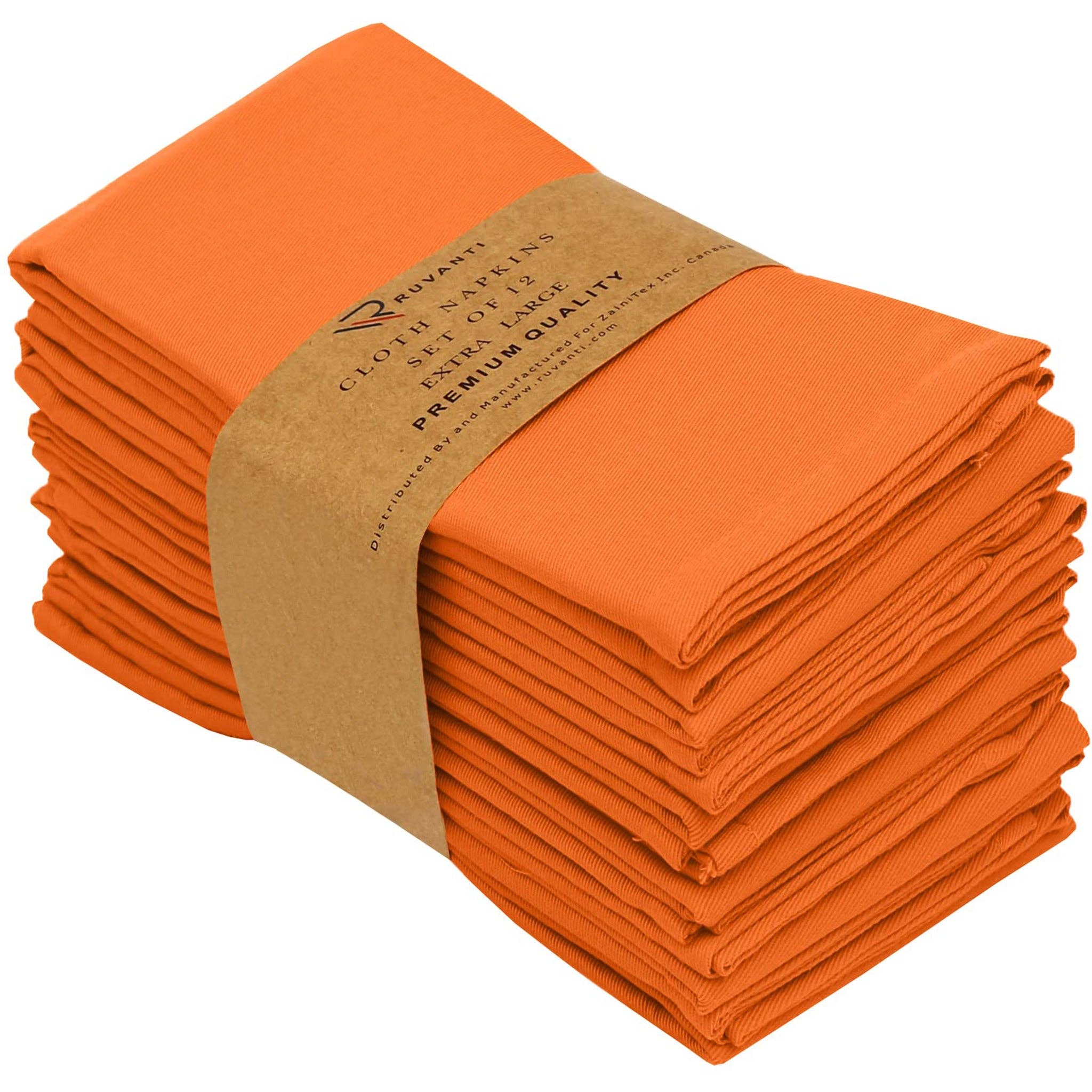 Ruvanti Absorbent Cotton Blend Cloth Napkins By Ruvanti (18x18 Inches) Orange