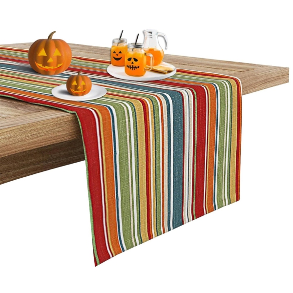 Ruvanti 100% Cotton Table Runner By Ruvanti Multi Stripe