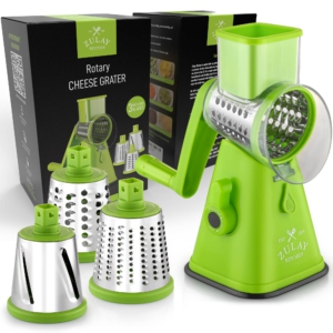 Zulay Kitchen Rotary Cheese Grater With 3 Replaceable Drum Blades