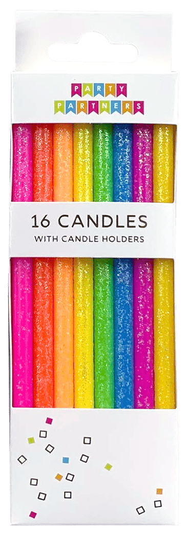 Party Partners Tall Neon Rainbow Gradient 16 Candle Set