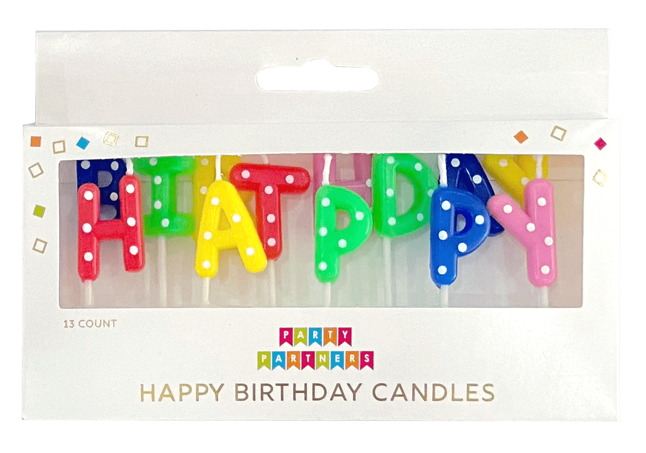 Party Partners Happy Birthday Rainbow Dotted Candle Set