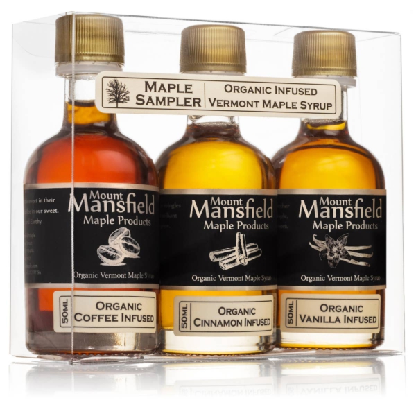 Mount Mansfield Maple Products 3 Pack 50ml Organic Infused Vermont Maple Syrup Sampler