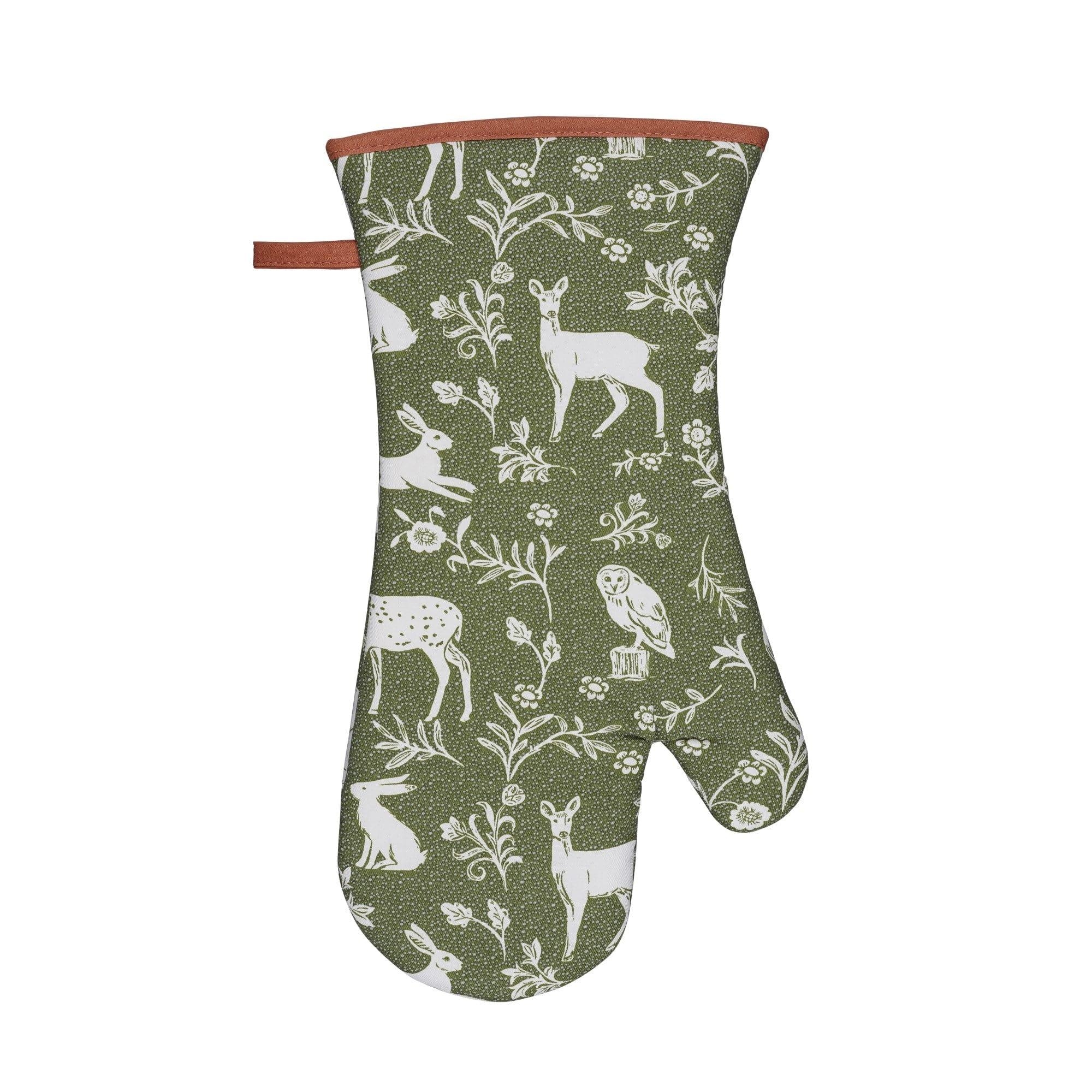 Ulster Weavers 100% Cotton Gauntlet Oven Glove Heat Resistant And Perfect For Baking, Cooking Or Serving Machine Washable, Animal Theme, Forest Friends