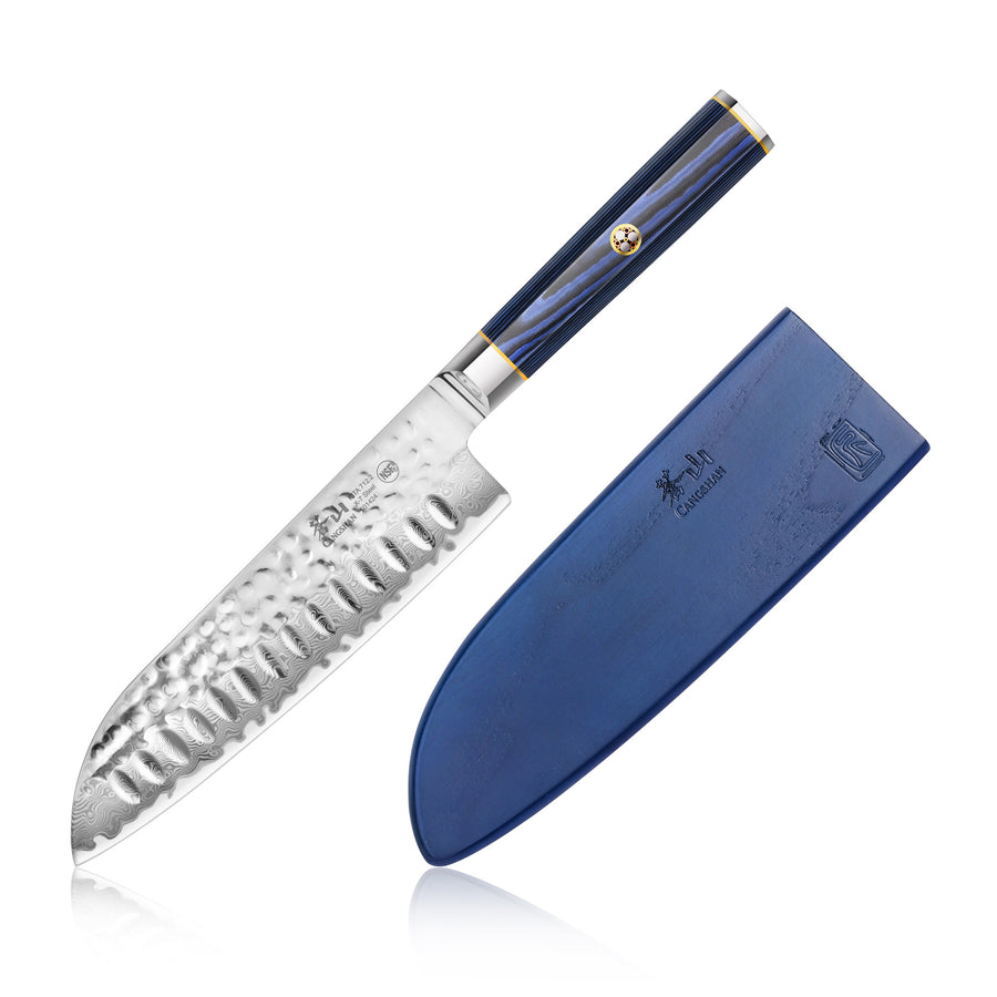 Cangshan Kita Series 7 Inch Santoku Knife With Sheath, High Carbon X 7 Damascus Steel, 501424