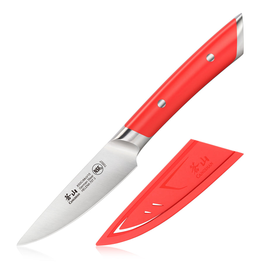 Cangshan Helena Series German Steel Forged 3.5" Paring Knife With Sheath (red)