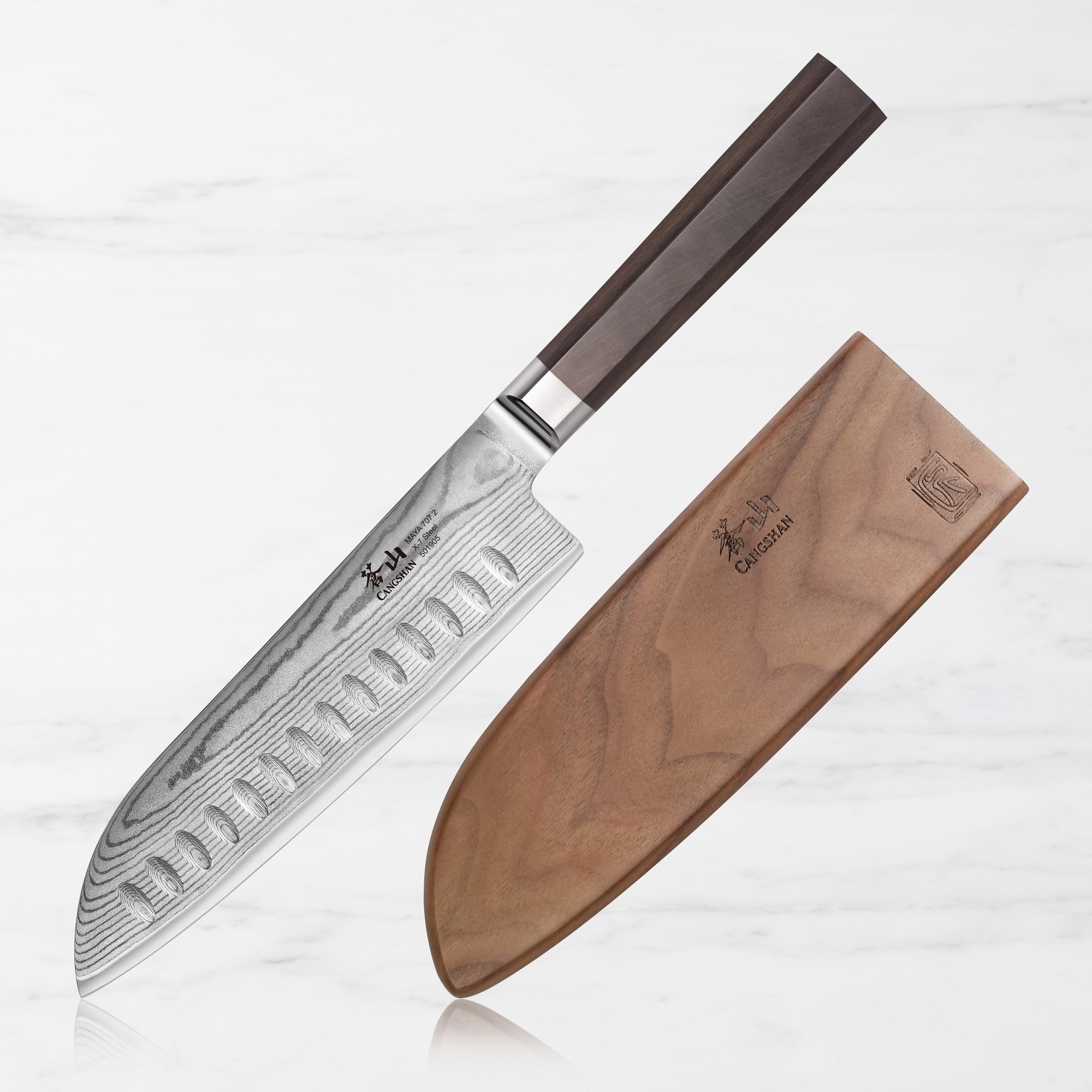 Cangshan Maya Series 7" Santoku Knife With Sheath Set