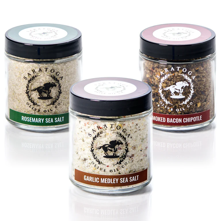 Saratoga Olive Oil Sea Salts, 4oz Jars