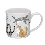 Ulster Weavers Sustainable Mug, High Quality New Bone China, Perfect For Morning Coffee Or Tea Gatherings Microwave & Dishwasher Safe, Feline Friends, Grey