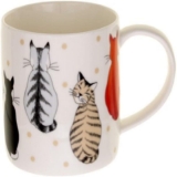 Ulster Weavers Sustainable Mug, High Quality New Bone China, Perfect For Morning Coffee Or Tea Gatherings Microwave & Dishwasher Safe, Cats In Waiting, Orange