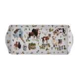 Ulster Weavers Farm Animals Tea Tray (39 X 17 X 2.5cm) Dishwasher Safe Plastic Serving Tray Kitchen Accessories Cow, Pig & Chicken Serving Tray/dinner Tray In White Tray For Eating On Lap