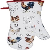 Ulster Weavers 100% Cotton Gauntlet Oven Glove Heat Resistant And Perfect For Baking, Cooking Or Serving Machine Washable, Animal Theme, Farm Birds, Red