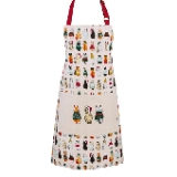 Ulster Weavers 100% Cotton Kitchen Machine Washable Ideal For Protecting Against Cooking Spills And Splats, Red & Cream Apron, Christmas Cats In Waiting