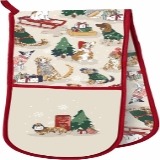 Ulster Weavers Christmas Double Oven Glove Heat Resistant, 100% Cotton & Polyester, Machine Washable Perfect For Cooking, Baking And Serving, Merry Mutts, Red