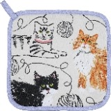 Ulster Weavers Pot Mat Classic Design, Versatile For All Kitchens 100% Cotton & Polyester, Machine Washable & Protects Surfaces, Feline Friends, Grey