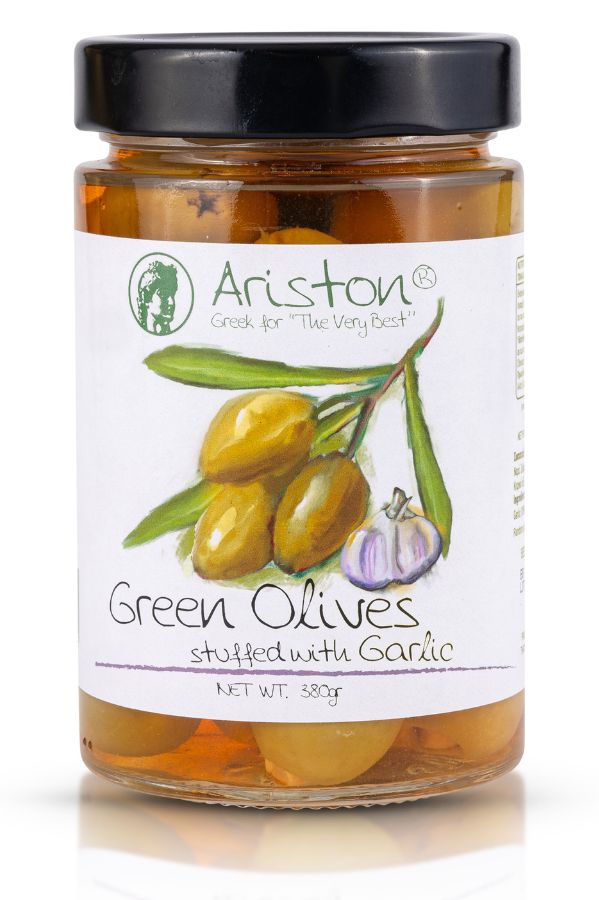 Ariston Green Olives Stuffed Garlic 13.40oz