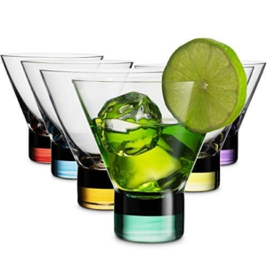 Kadra Mitbak 8oz Color Base Martini Glasses Set Of 6