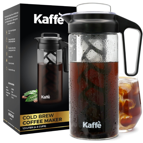 Kaffe Cold Brew Coffee Maker, Glass Coffee Pitcher. 1.3l