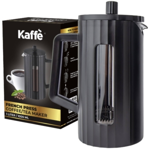 Kaffe Large French Press Coffee Maker, Double Wall,black,1l