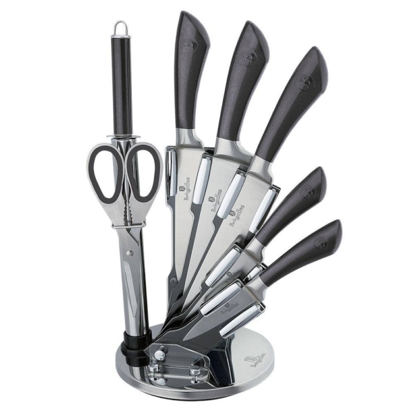 Berlinger Haus 8 Piece Knife Set W/ Acrylic Stand Carbon Collection