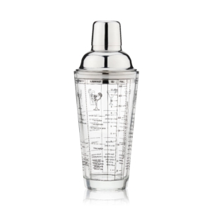 True 7 Cocktail Recipe Stainless Steel & Glass Shaker 13.5 Oz