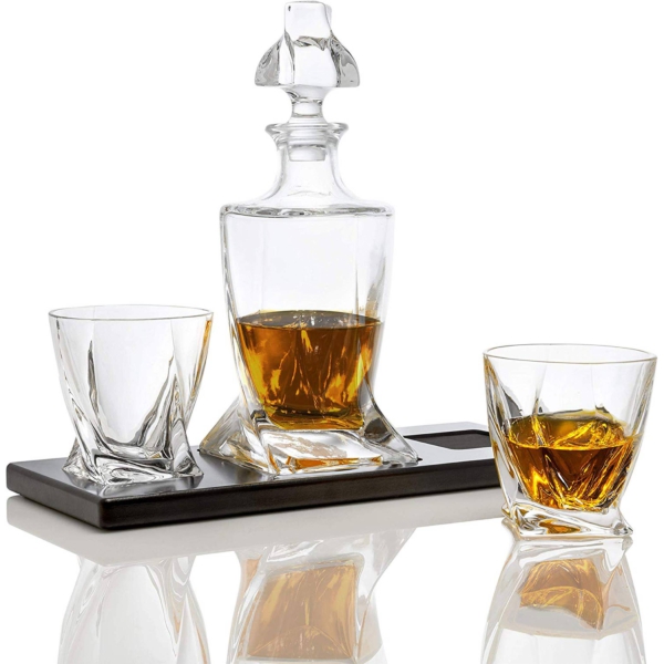 Bezrat Whiskey Liquor Decanter With Glasses