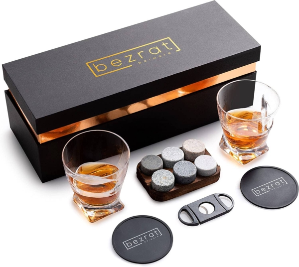 Bezrat Whiskey Glasses And Accessories 12 Pieces In Gift Box