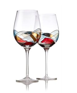 Bezrat Bezrat Hand Painted Red Wine Glasses Set Of 2