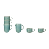 Creative Co Op Round Stoneware Pitcher With Stackable Mugs And Lid