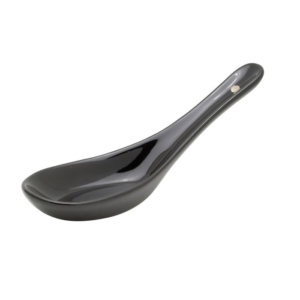 Helen's Asian Kitchen Soup Spoon, Ceramic, Black, #97110