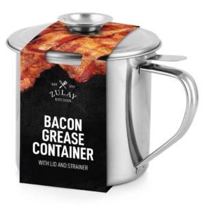 Zulay Kitchen Bacon Grease Container Stainless Steel Shelf Ready