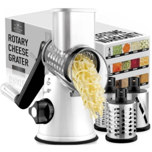 Zulay Kitchen Cheese Grater Hand Crank With 3 Replaceable Blades