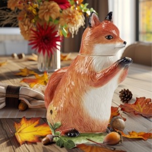 Certified International Woodland Critters Fall 3 D Fox Teapot 32 Oz.