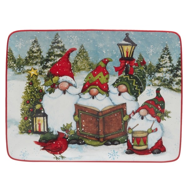 Certified International Christmas Gnomes Rectangular Platter 16in X 12in