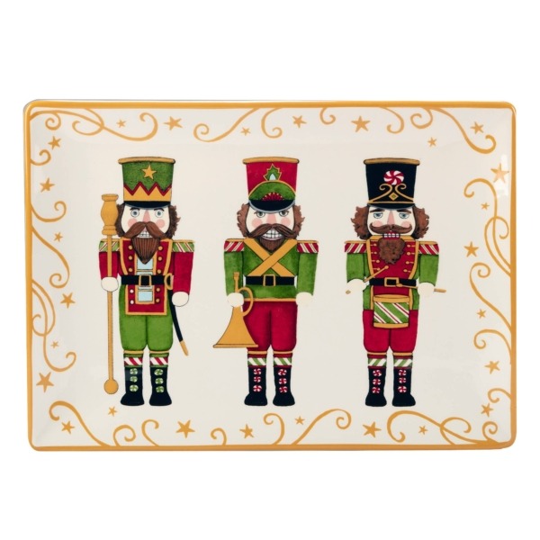 Certified International Holiday Magic Christmas Nutcracker Rect Platter 14in X 10in