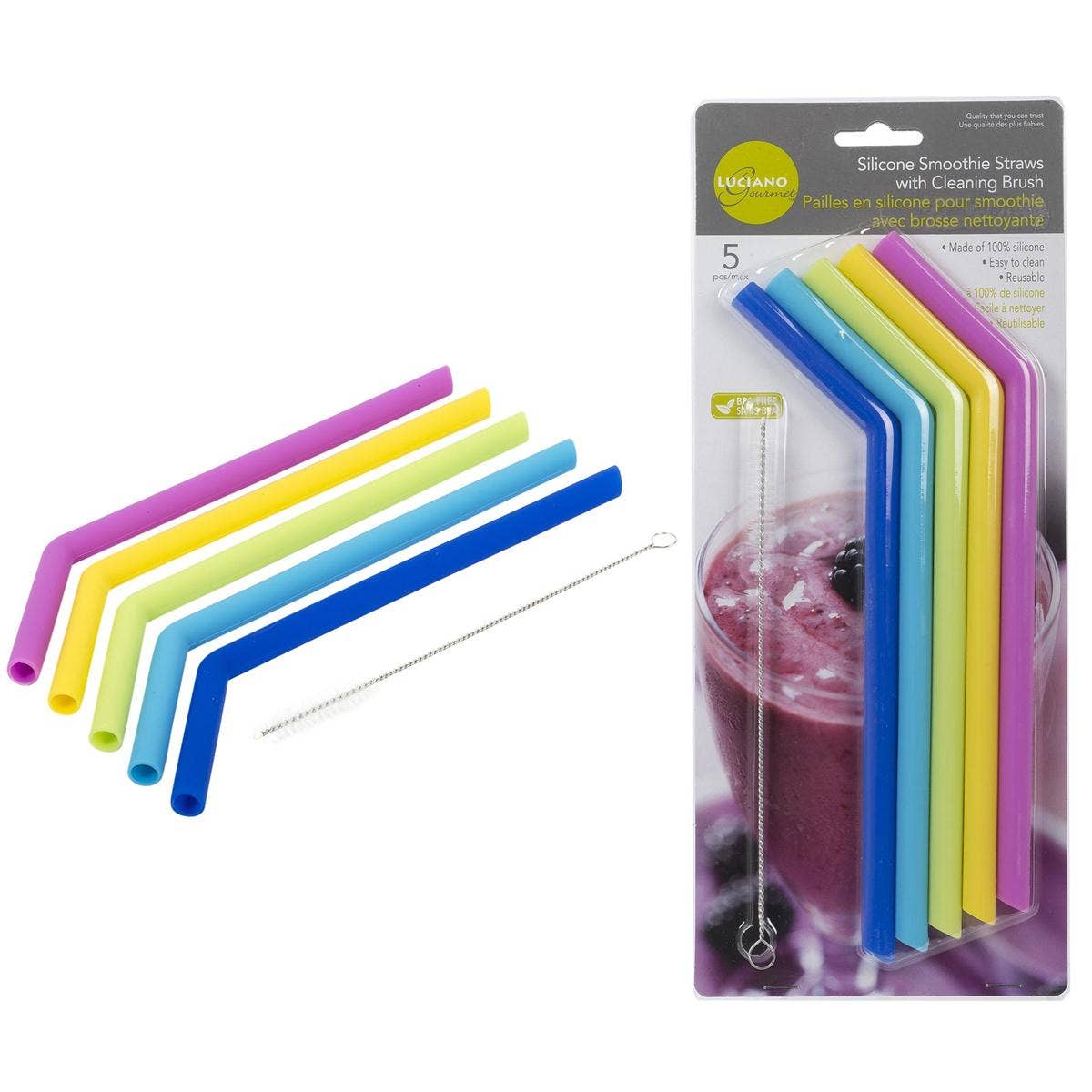 Luciano Gourmet Luciano Gourmet 5 Piece Silicone Smoothie Straws