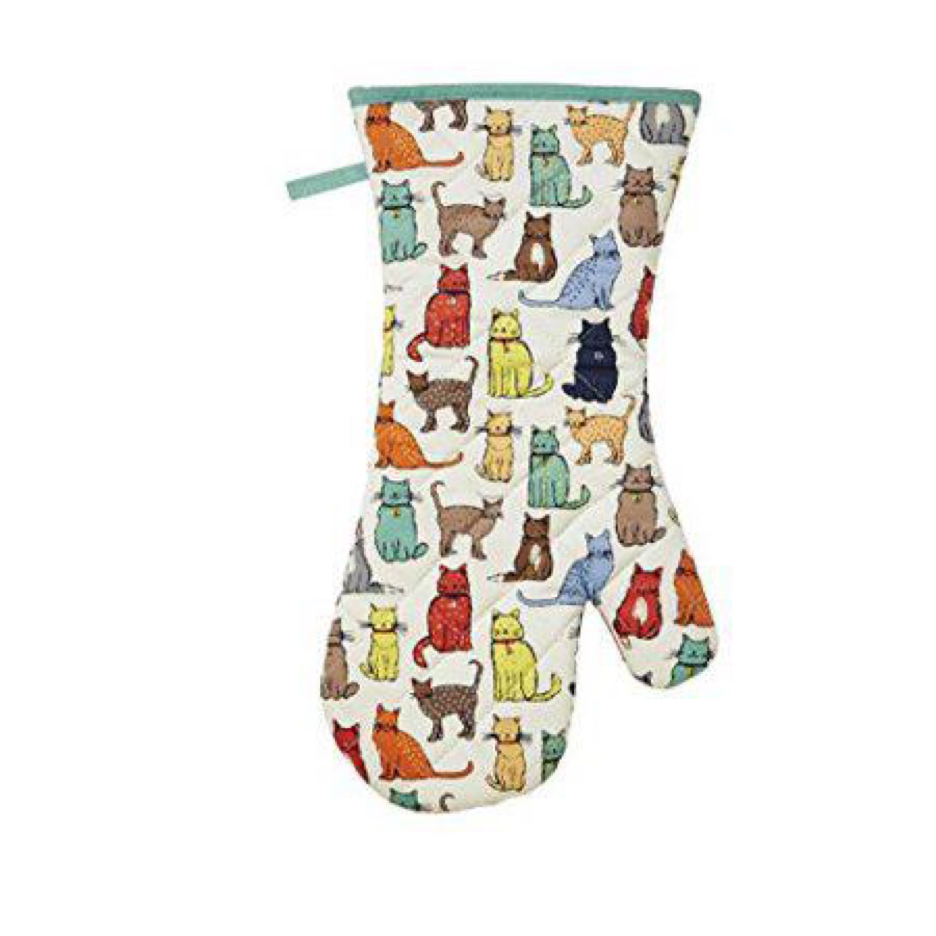 Ulster Weavers Catwalk Cotton Single Gauntlet Oven Glove With Cute Multicoloured Cat Animal Hand Drawn Design 100% Cotton Oven Mitt Cooking Gifts For Bakers & Chefs