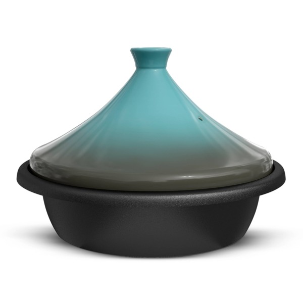 Kook Kook Moroccan Enameled Cast Iron Tagine, Blue, 3.3 Qt