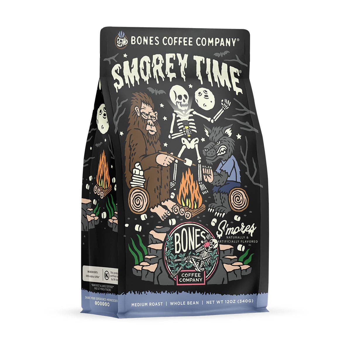 Bones Coffee Company S'morey Time Flavored Coffee | 12oz | Whole Bean & Ground