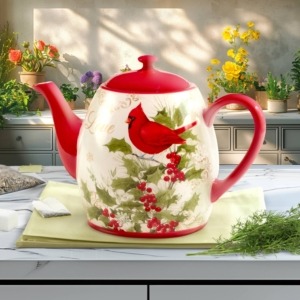 Certified International Winters Medley Christmas Teapot 40 Oz.