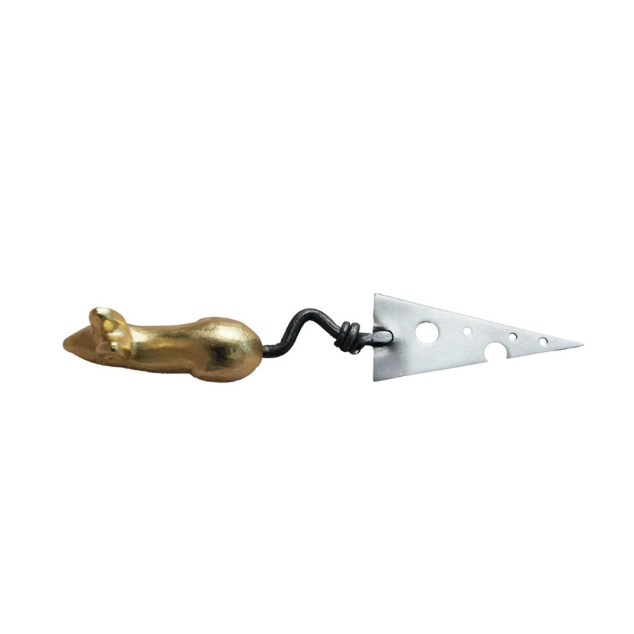 Creative Co Op Cheese Knife W/ Cheese Shaped Blade & Mouse Shaped Handle