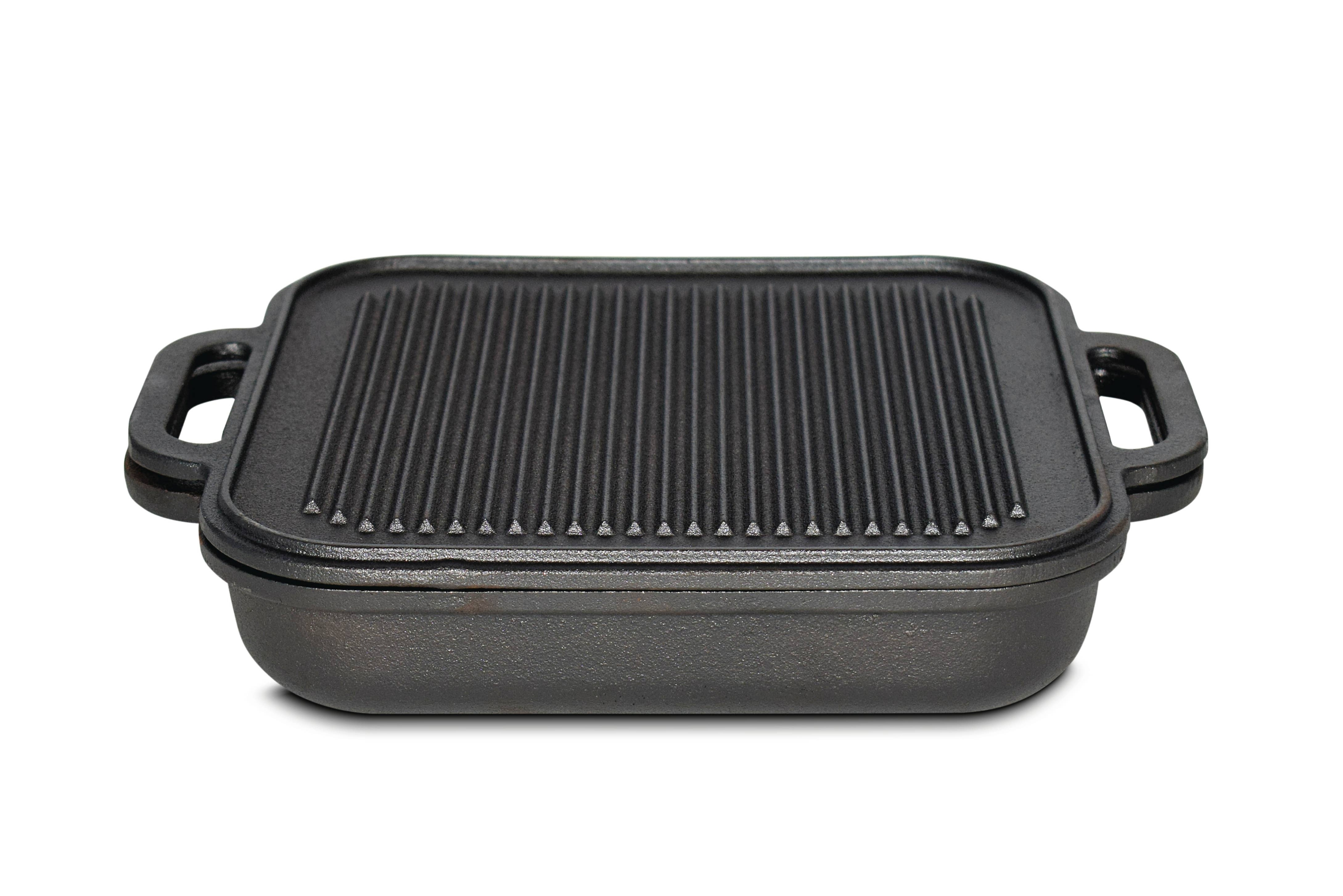 Style Asia Jim Beam 3 In 1 Cast Iron Skillet W/double Sided Griddle
