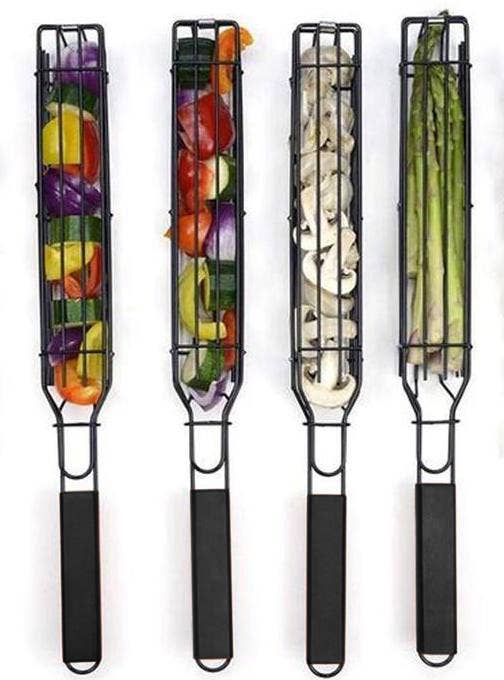 Fox Run Brands Outset Non Stick Kabob Grill Basket, Set 4,19.5" X 2" X 1.5"