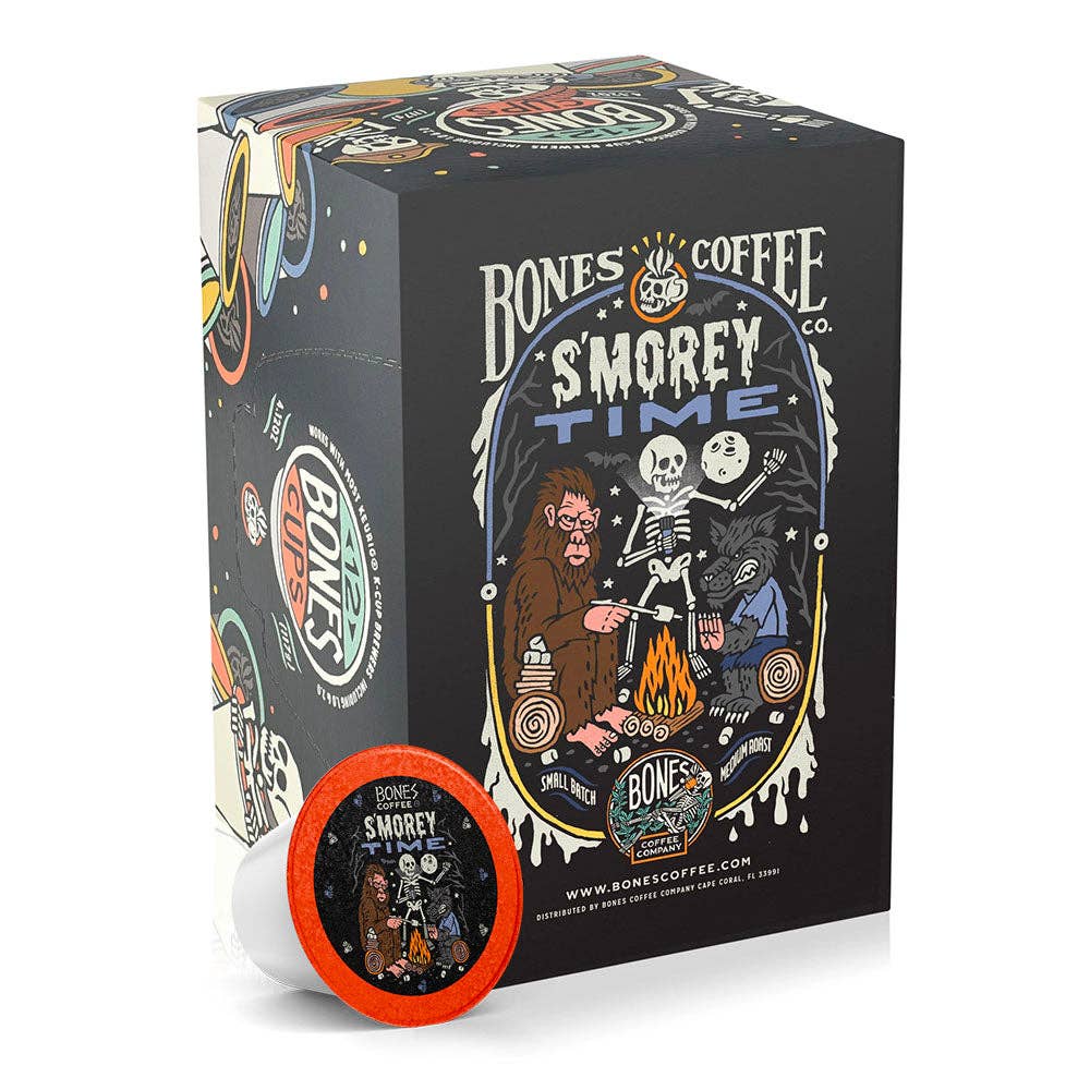 Bones Coffee Company S'morey Coffee Pods | 12 Count | Flavored Coffee Pods
