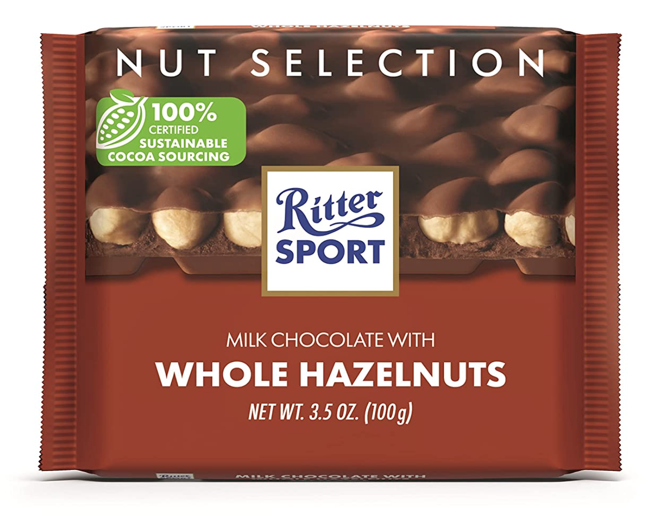 California Organic Imports Ritter Sport Milk Chocolate With Whole Hazelnuts 100g